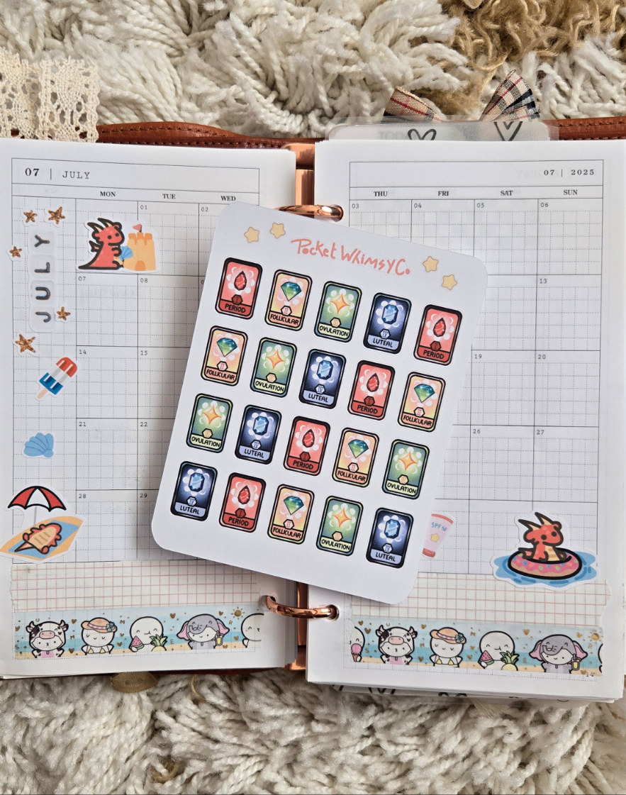 Cycle Tracking Tarot Card Sticker Sheet