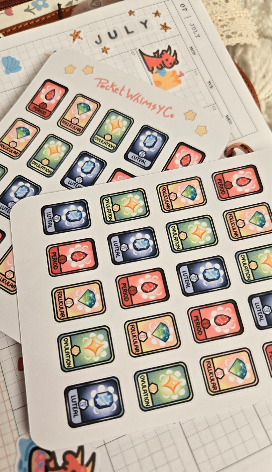 Cycle Tracking Tarot Card Sticker Sheet