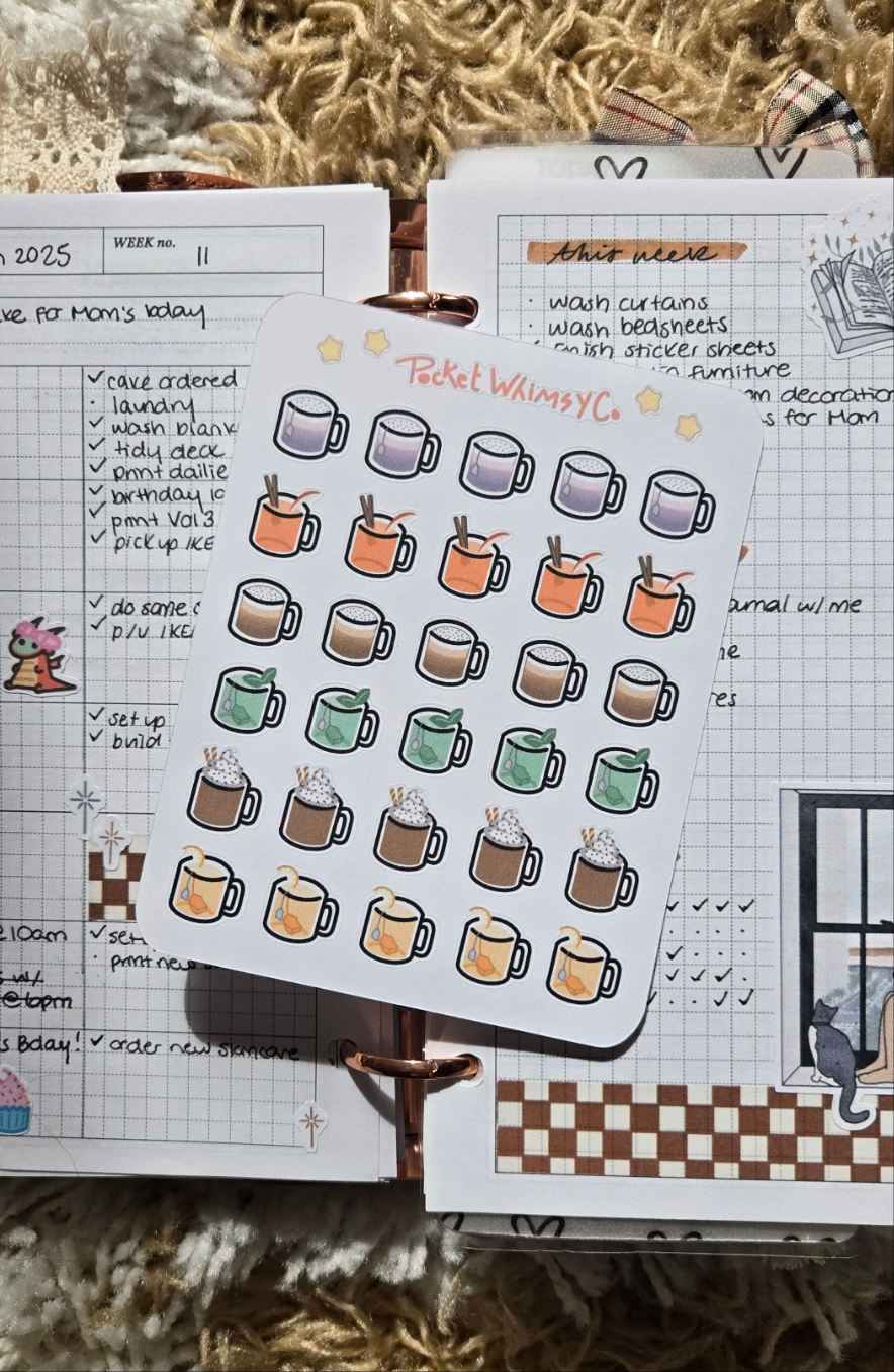 Cozy Drinks Sticker Sheet