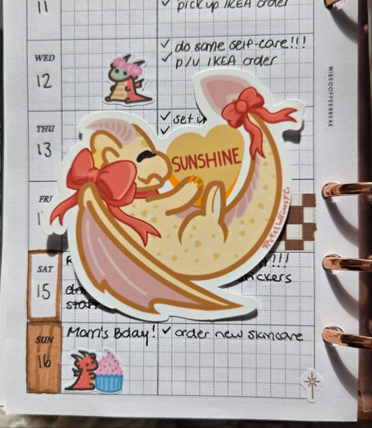 'Sunshine' Yellow Candy Heart Dragon Sticker