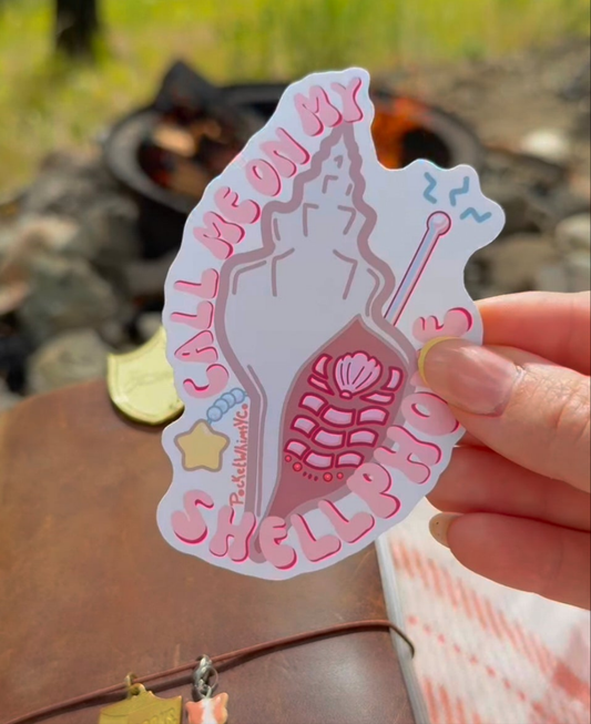"Call Me On My Shellphone" Die-Cut Sticker