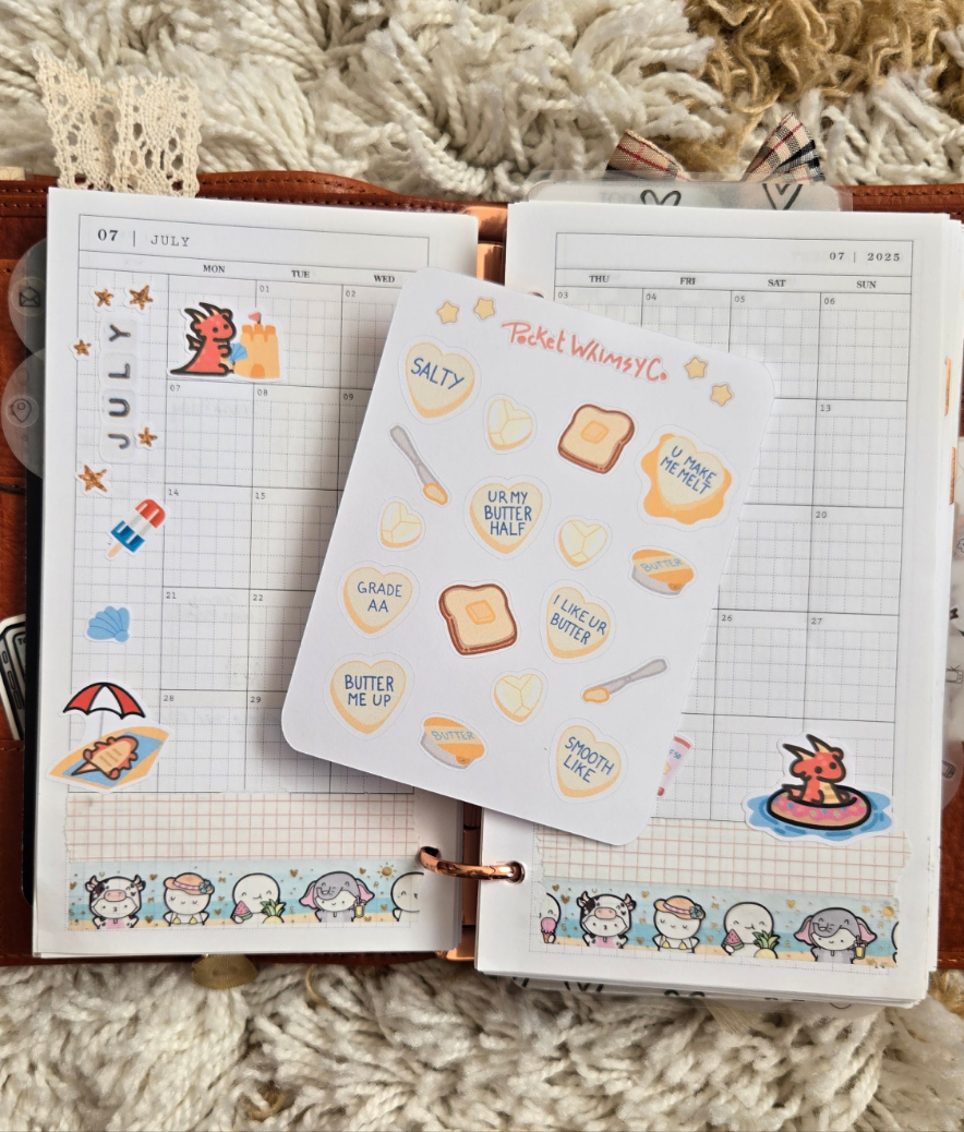 Butter Heart Deco Sticker Sheet