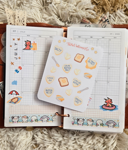 Butter Heart Deco Sticker Sheet