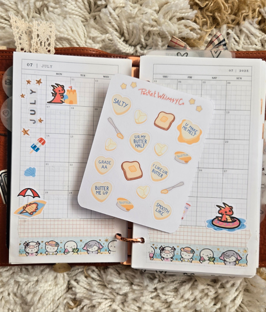 Butter Heart Deco Sticker Sheet