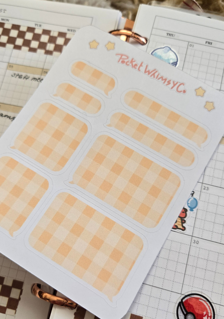 Yellow Gingham Chat Bubble Sticker Sheet