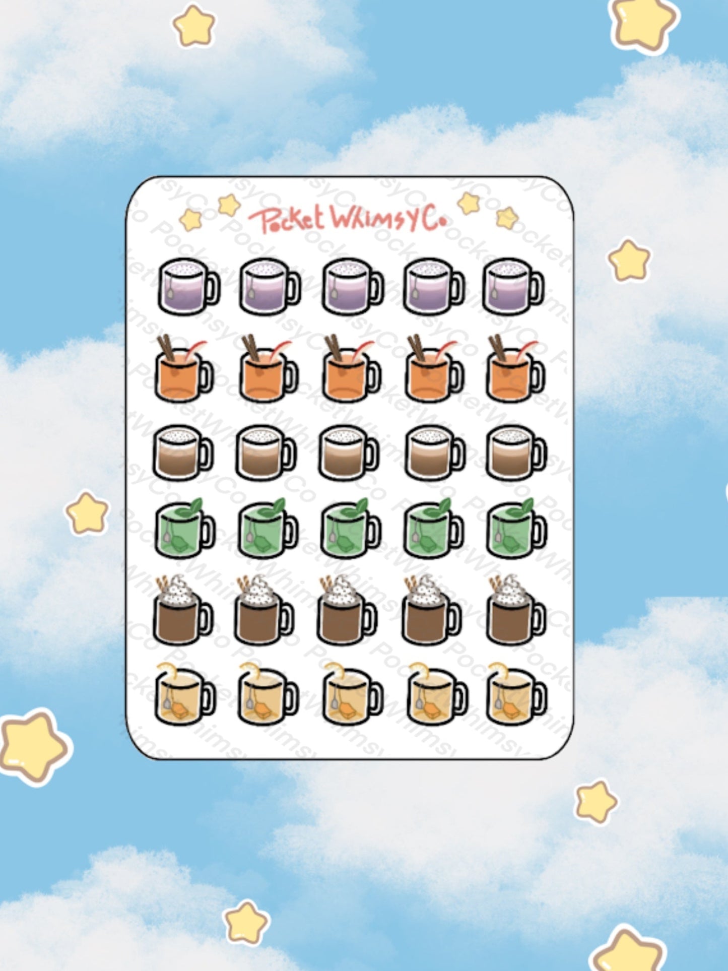 Cozy Drinks Sticker Sheet