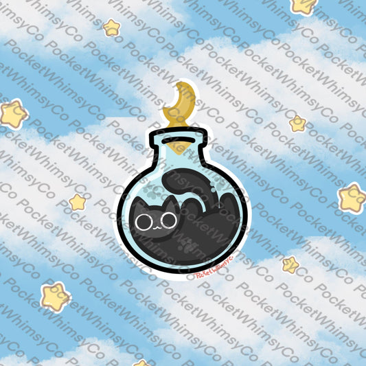Bottled Black Cat Sticker