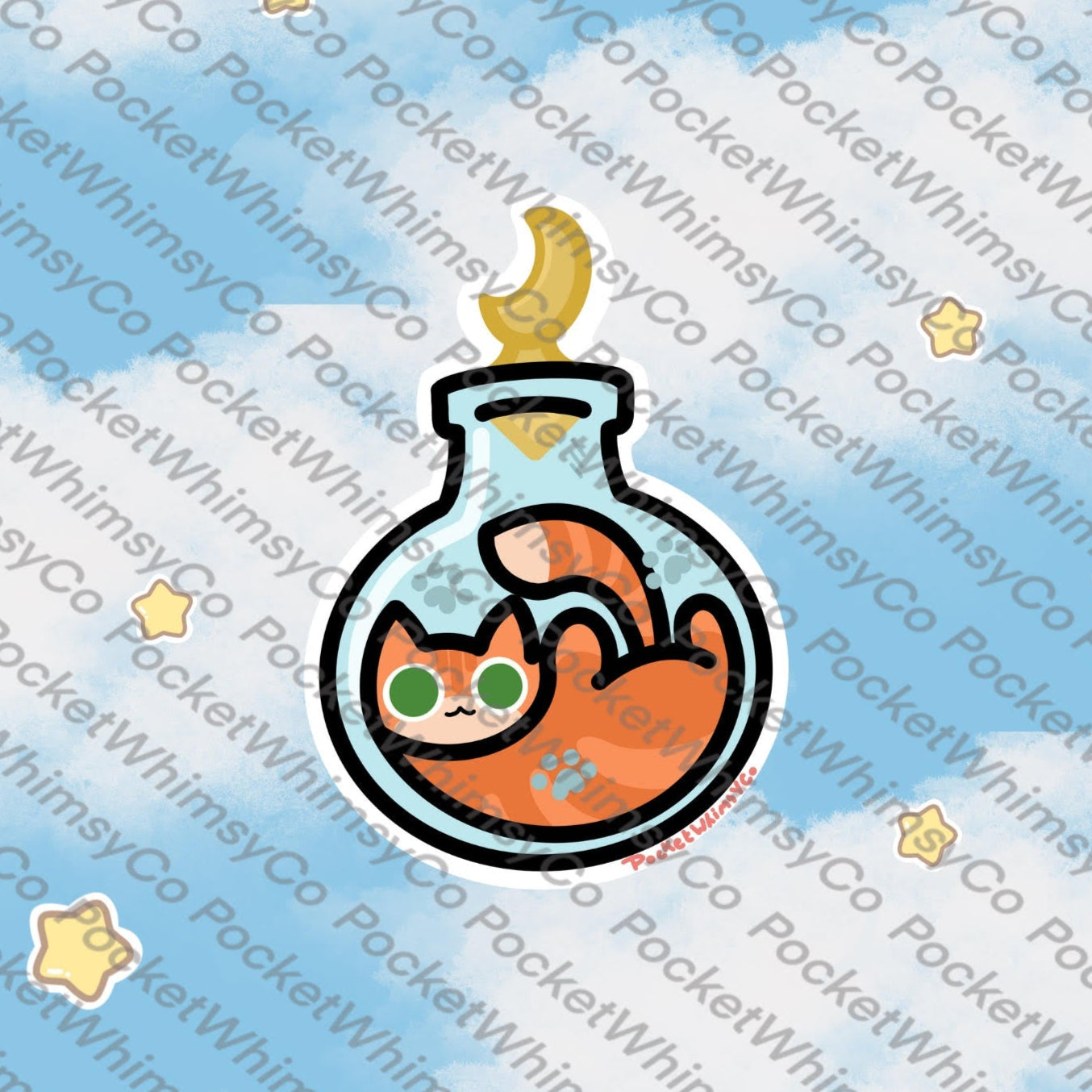 Bottled Ginger Cat Sticker