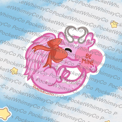 'Be Mine' Pink Candy Heart Dragon Sticker