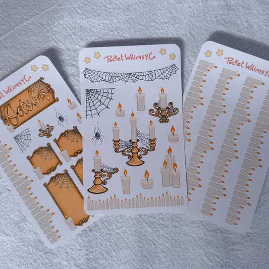 October Monthly Sticker Kit (Cobwebs & Candlesticks Kit theme)