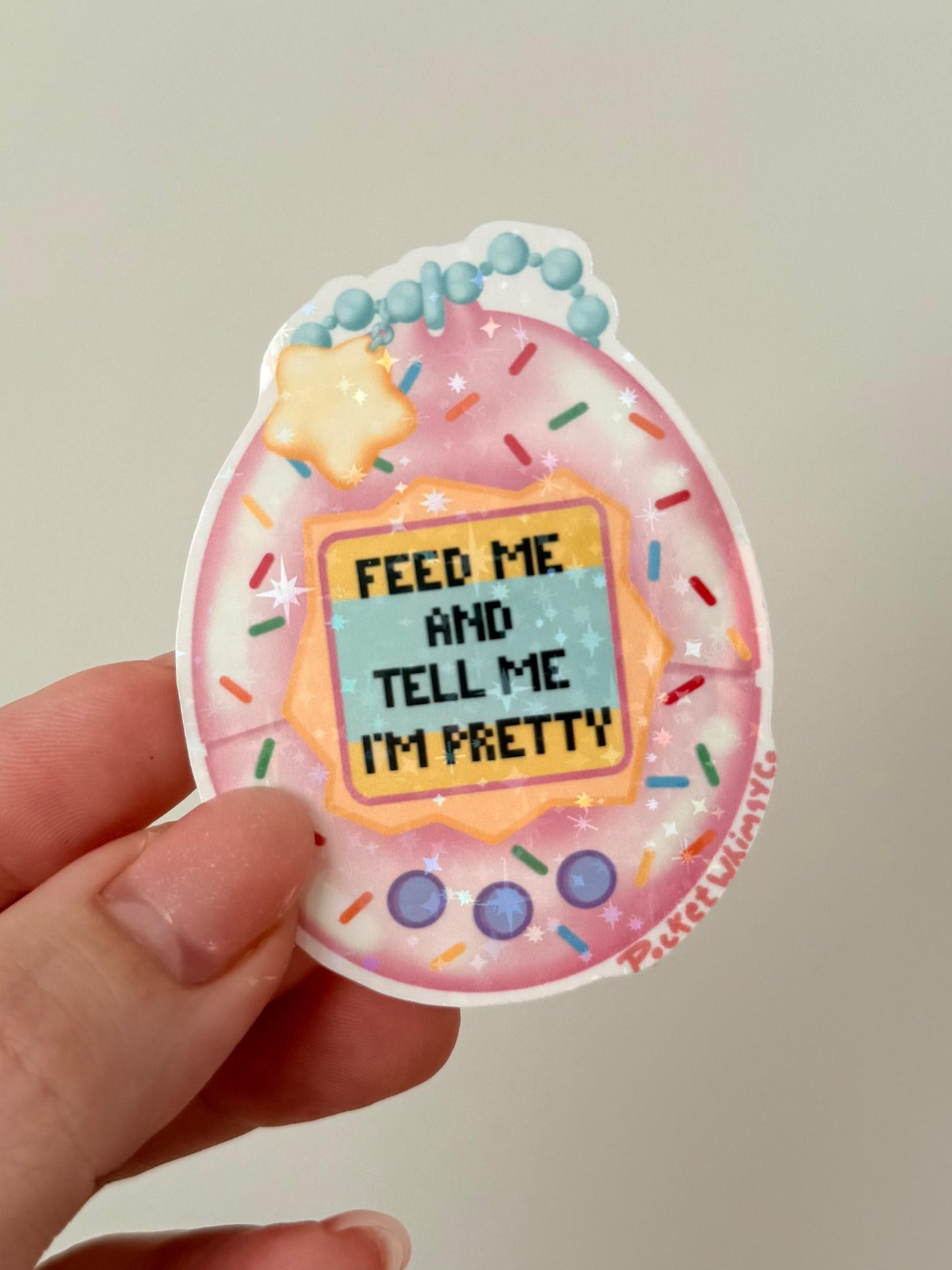 'Feed Me' Tamagotchi Sticker