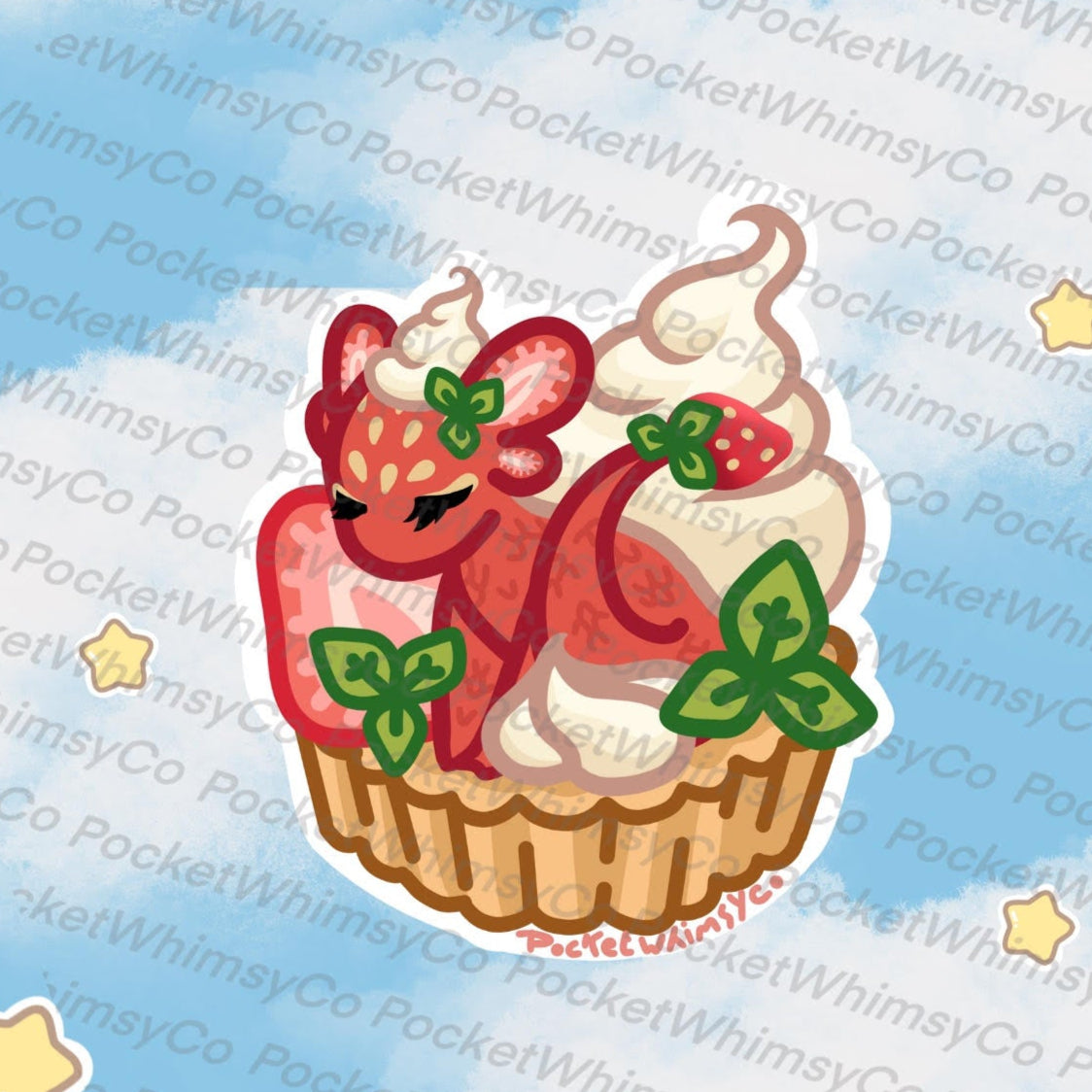 Strawberry Tart Dragon Sticker