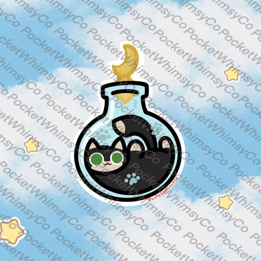 Bottled Tuxedo Cat Sticker