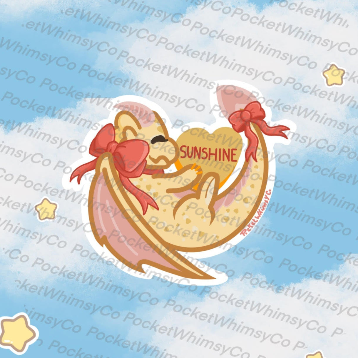 'Sunshine' Yellow Candy Heart Dragon Sticker